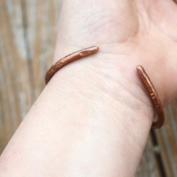 Leopard Cheetah Jasper Solid Copper Cuff Bracelet - Picture 7 of 7